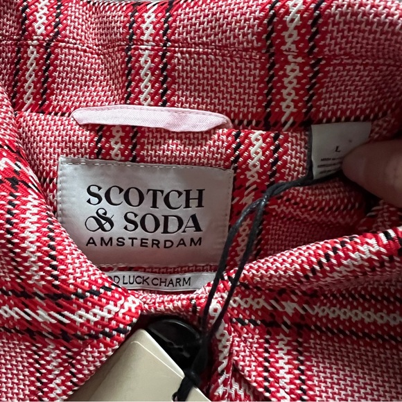 NWT Scotch & Soda Good Luck Charm Checked Plaid Button Up Jacket Women’s Size L - Picture 2 of 8